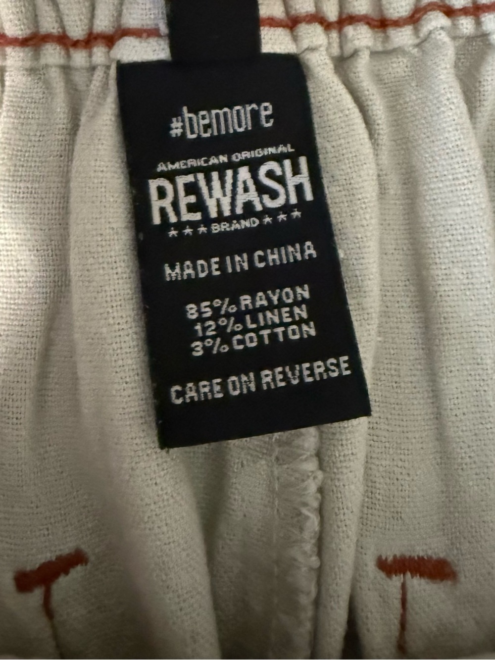 Rewash Black Label on Cream Fabric with Rust Stitching Size Medium-GUC - Picture 4 of 8